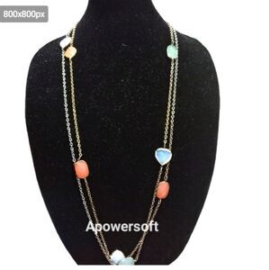Set of multicolor necklace gold tone and silver